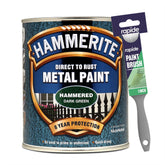 Hammerite Hammered Dark Green Paint 750ml With 1" Paint Brush Tin Paint